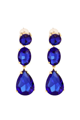 Candace Crystal Trio Drop Earrings - Cobalt
