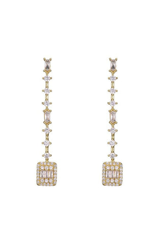 Catherine Crystal Baguette Earrings - Gold