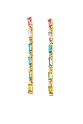 Cecilia Colourful Baguette Crystal Drop Earrings