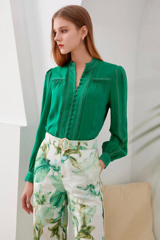 Eden Cupro Blouse - Green