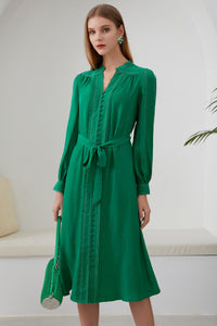 Eden Cupro Long Dress - Green