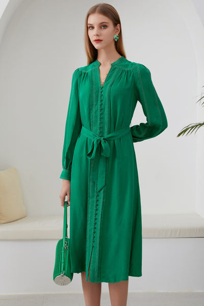 Eden Cupro Long Dress - Green
