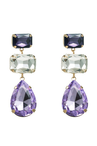 Elaine Crystal Drop Earring - Purple Lilac