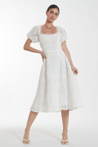 Aten Lace Midi Dress - White