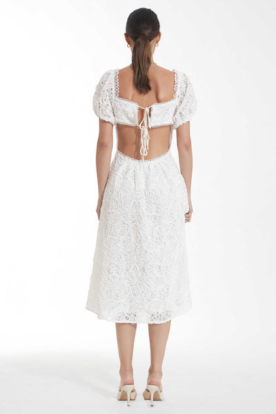 Aten Lace Midi Dress - White