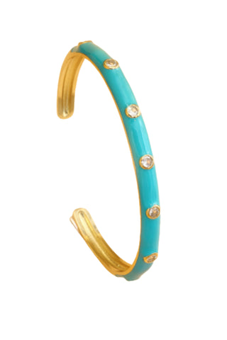Enamel and Diamante Bangle - Bright Blue