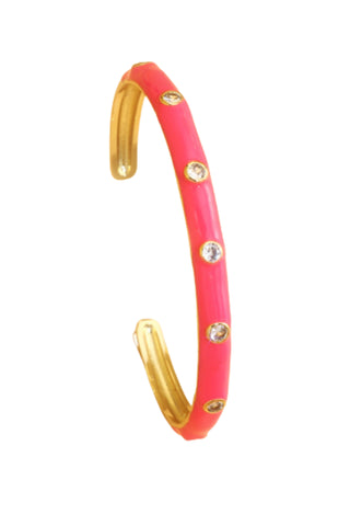 Enamel and Diamante Bangle - Hot Pink