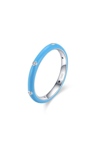 Enamel and Diamante Ring - Baby Blue