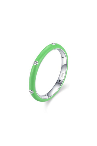 Enamel and Diamante Ring - Green