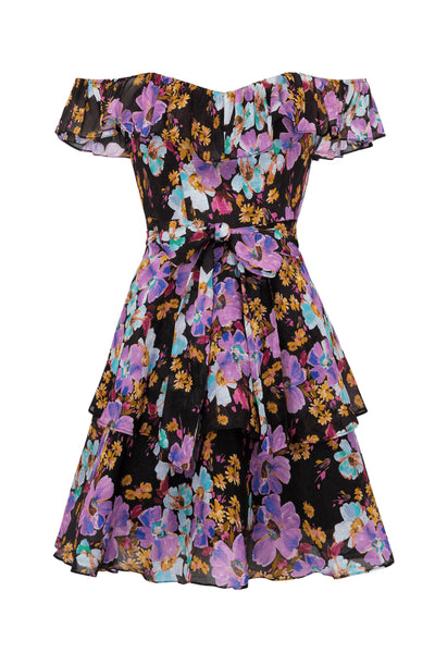Evolet Mini Dress - Aqua Violet Black Floral