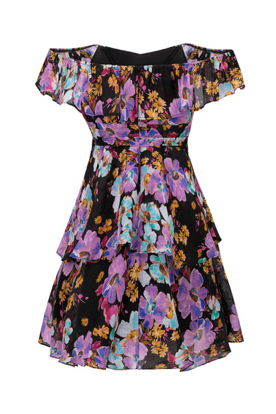 Evolet Mini Dress - Aqua Violet Black Floral