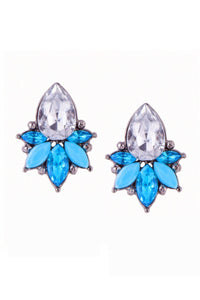 Fay Crystal Stud Earrings - Bright Blue