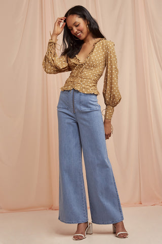 Finders Keepers the Label Rosie Top Tan and Nude Spot Free Shipping