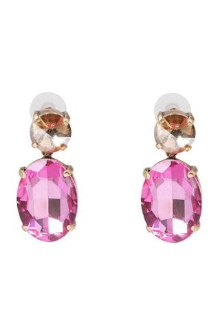 Fiona Crystal Drop Earring - Pink Amber