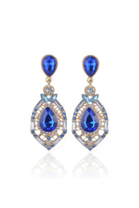 Henrietta Crystal Drop Earrings - Blue
