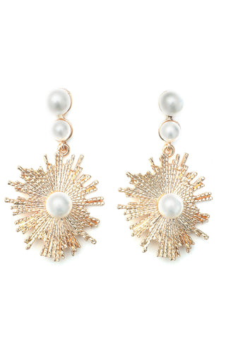 Itzel Sunburst Pearl Earrings - Gold