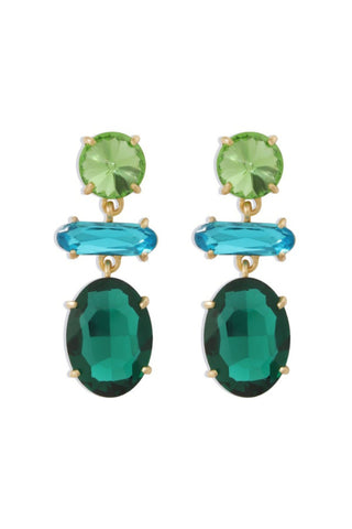 Katya Crystal Drop Earring - Green