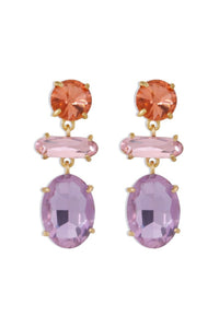 Katya Crystal Drop Earring - Pink