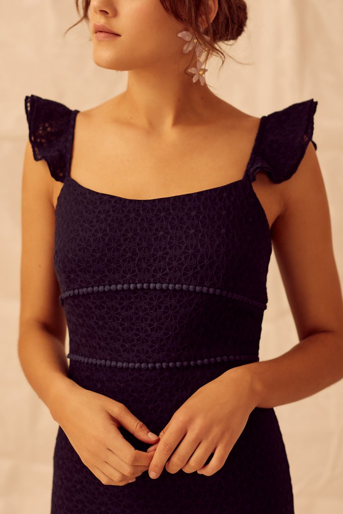 KEEPSAKE THE LABEL Trouble Gown Navy Smoke Mirrors Boutique
