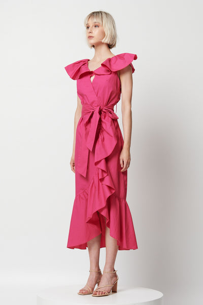 Lainey Midi Dress - Fuchsia Pink