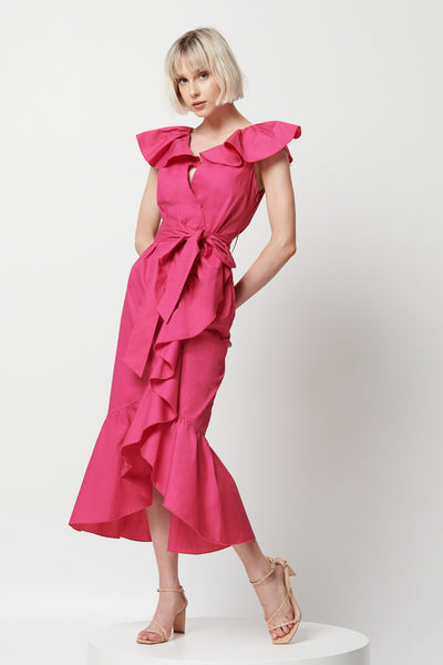 Lainey Midi Dress - Fuchsia Pink