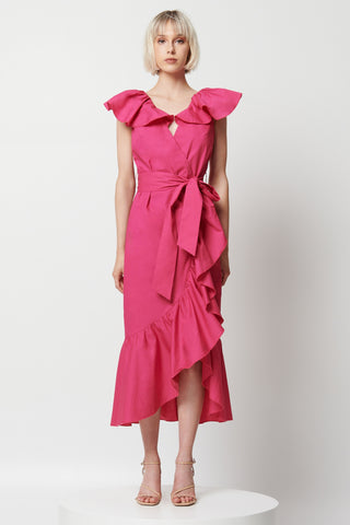 Lainey Midi Dress - Fuchsia Pink