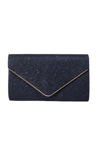 Large Glitter Envelope Clutch - Black