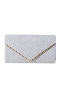 Large Glitter Envelope Clutch - Silver