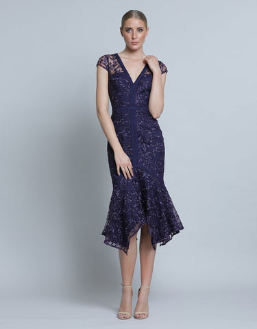 Bella Cap Sleeve Lace Dress - Navy