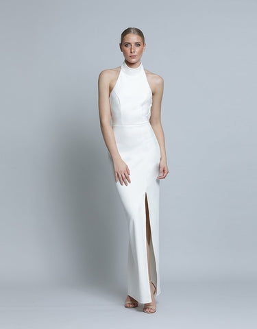 Felice High Neck Drape Back Gown BLACK ONLY