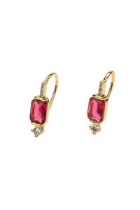 Mia Crystal Hook Earring - Ruby