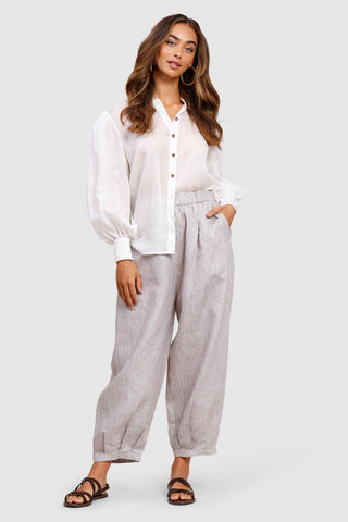 Cove Linen Fisherman Pants - Sepia