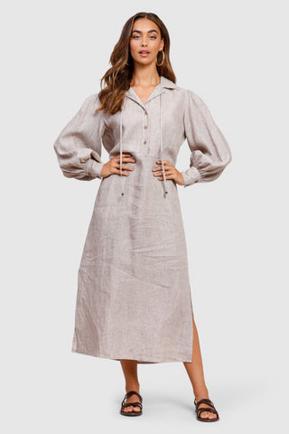 Mariner Stripe Shirt Dress - Wild Mushroom
