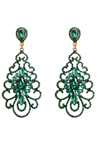 Monroe Crystal Chandelier Event Earrings - Emerald