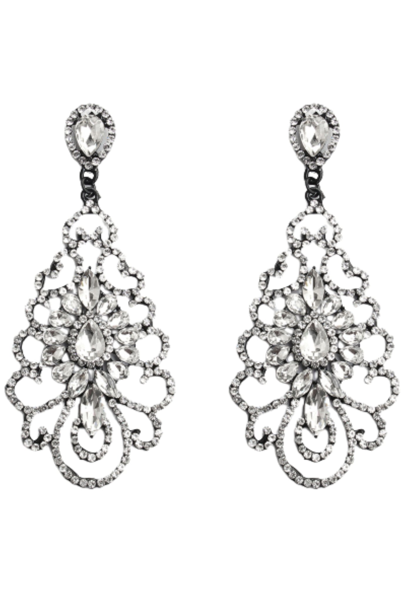 Monroe Crystal Chandelier Event Earrings - White