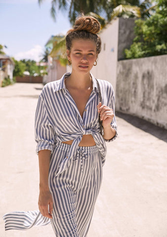 Nautica Tie Shirt - Blue Stripe