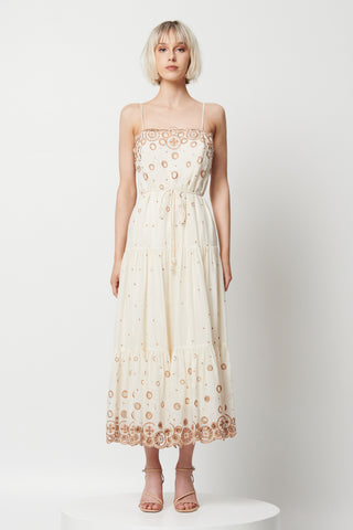 Nina Midi Dress - Ivory Bronze