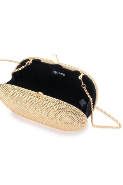 Ace Crystal Oval Clutch - Gold