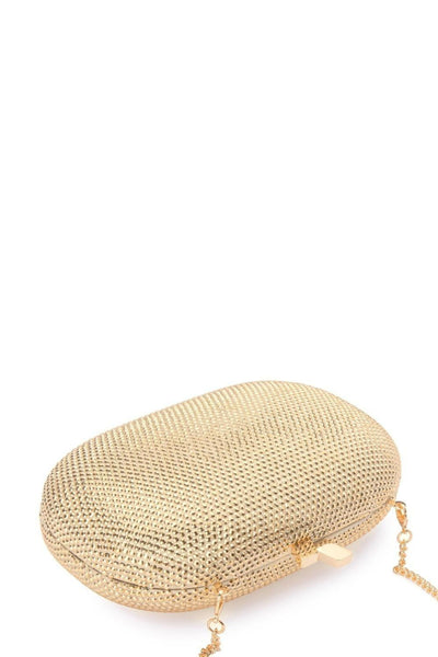 Ace Crystal Oval Clutch - Gold