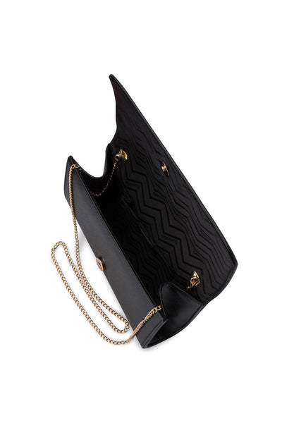 Anabelle Saffiano Fold Over Clutch - Black