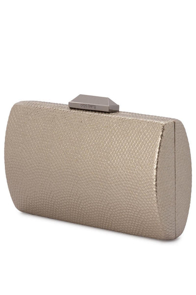 Giselle Metallic Reptile Clutch - Pewter