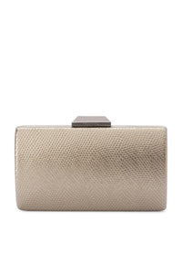 Giselle Metallic Reptile Clutch - Pewter