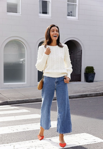 Bubble Knit Sweater - White