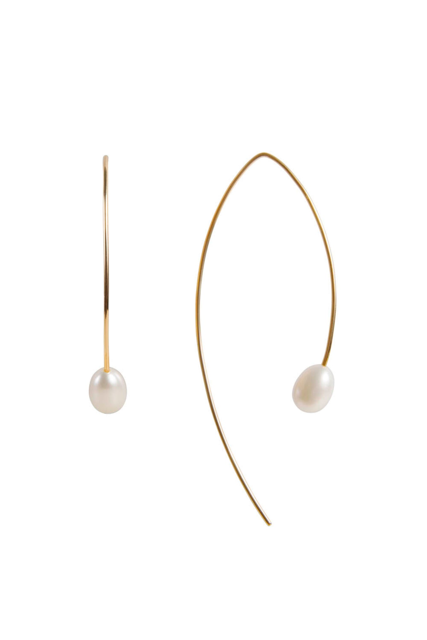 Pearl Curve Earrings - Gold