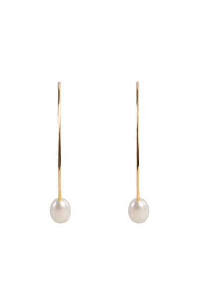 Pearl Curve Earrings - Gold