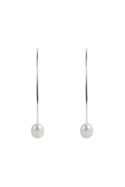 Pearl Curve Earrings - Silver