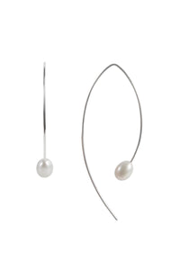 Pearl Curve Earrings - Silver