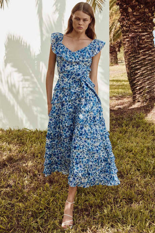 Petula Midi Dress - French Blue Floral