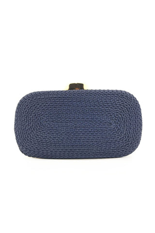 Rope Weave Hard Case Clutch - Navy