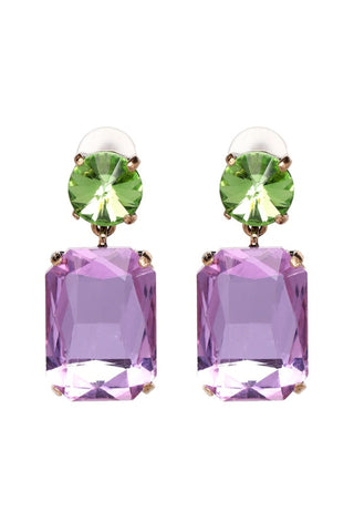 Samantha Crystal Drop Earrings - Lilac Lime